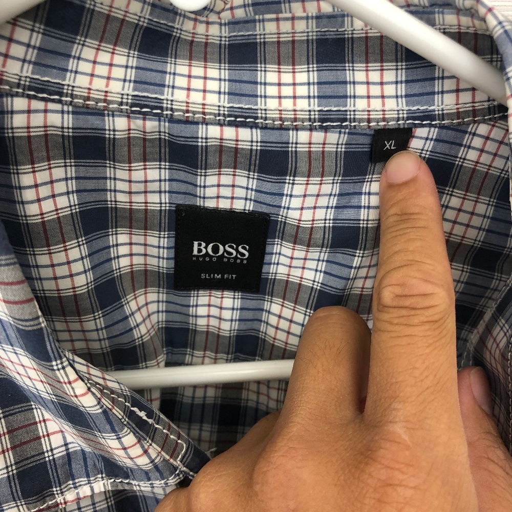 Good Condition Hugo Boss Plaid Button Up XL